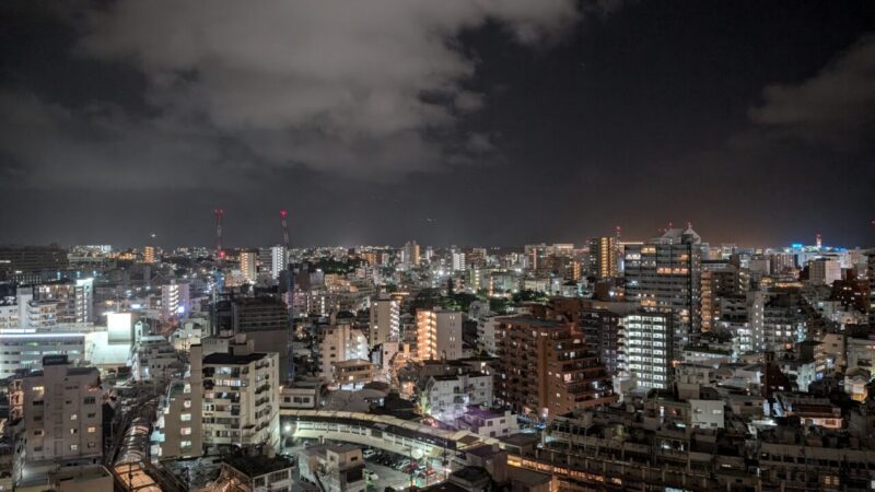 ハイアットリージェンシー那覇沖縄、部屋からの眺め、夜、西側